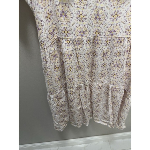 SO Juniors Gauze Floral Cold Ruffle Shoulder Dress Size Xl - Picture 3 of 9